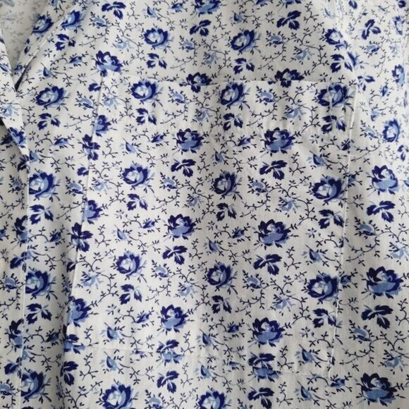 TABI | 100% Cotton Ditsy Floral Button Down Shirt White & Blue Sz 6 - Picture 6 of 12